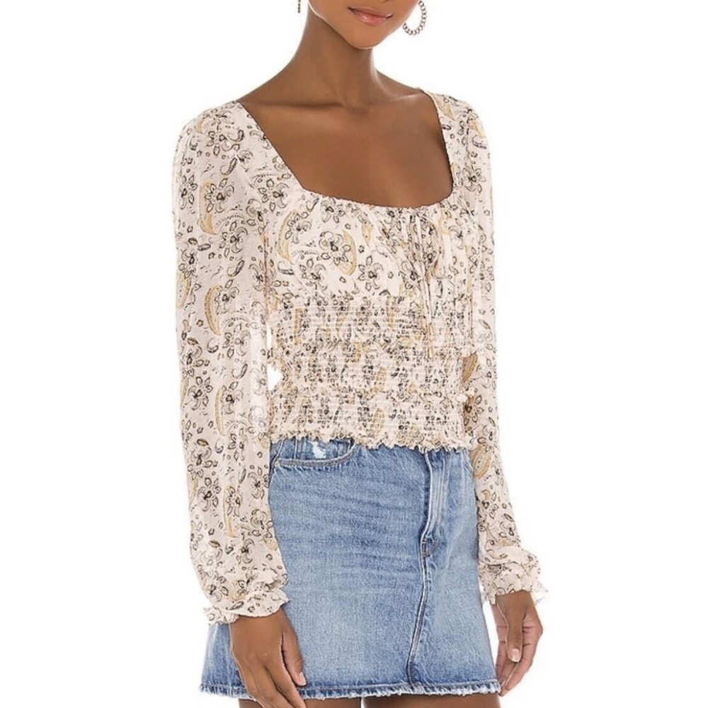 Free People Lolita Fringe Paisley Top